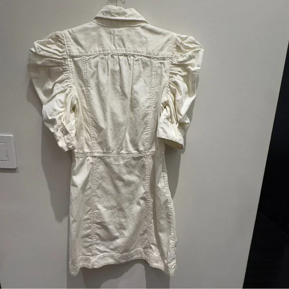 Frame - Gillian Denim Mini Puff Sleeve Shirt Dress Size Small - Picture 4 of 10